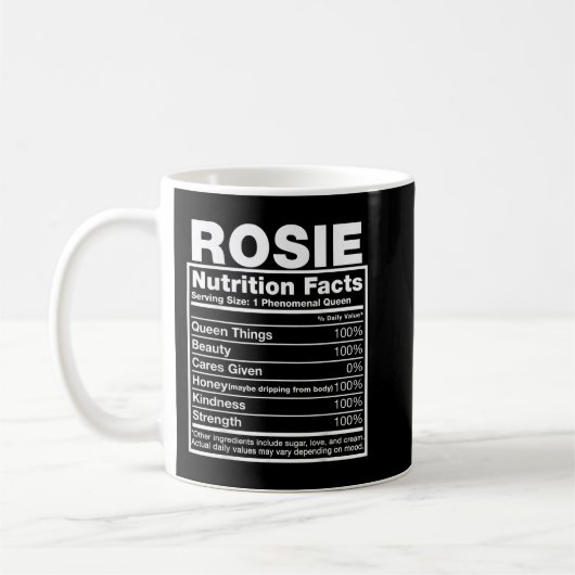 Rosie Nutrition Facts Rosie Name誕生日シャツ コーヒーマグカップ (左)