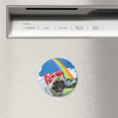 Rosie Pug Riveter - Rainbow Magnet マグネット (インサイチュ (食洗機))