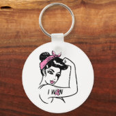 Rosie Riveter Iは認識度乳がんサバイブに勝利 キーホルダー (正面)