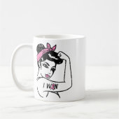 Rosie Riveter Iは認識度乳がんサバイブに勝利 コーヒーマグカップ (左)