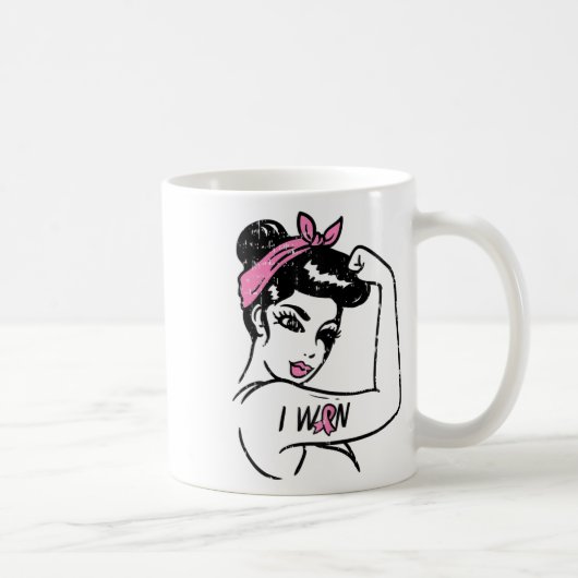 Rosie Riveter Iは認識度乳がんサバイブに勝利 コーヒーマグカップ (右)