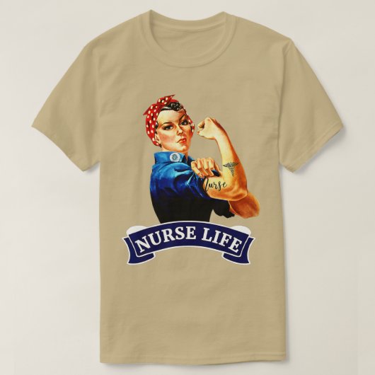 Rosie the RiveterヴィンテージレトロナースライフRN Gif Tシャツ (デザイン正面)