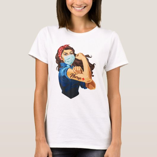 Rosie The Riveter – 女性ナースTシャツ Tシャツ (正面)