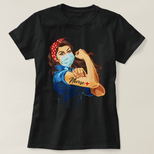 Rosie The Riveter – 女性ナースTシャツTシャツ Tシャツ (デザイン正面)