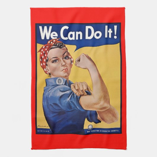 Rosie the Riveter：強い女性の女性のエンパワーメント キッチンタオル (縦)