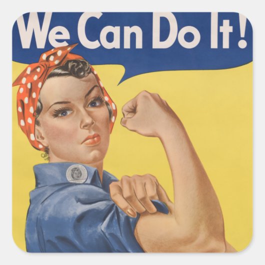 Rosie the Riveter：強い女性の女性のエンパワーメント スクエアシール (正面)