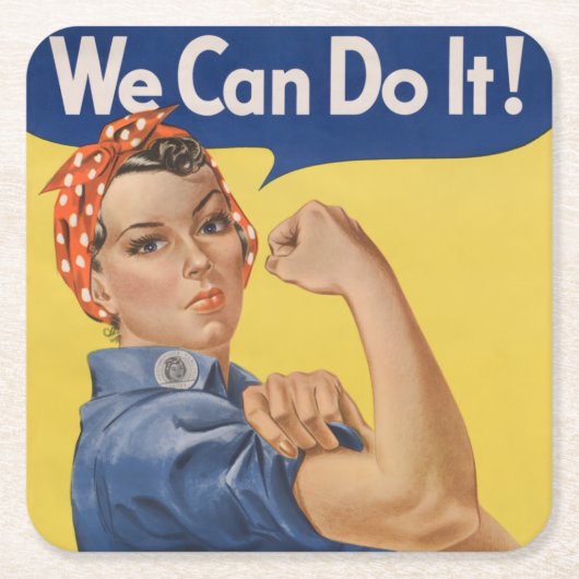 Rosie the Riveter:強い女性の女性のエンパワーメント スクエアペーパーコースター (正面)