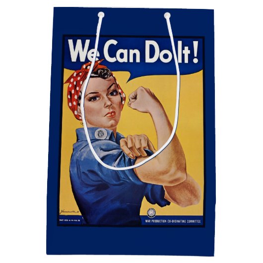 Rosie the Riveter：強い女性の女性のエンパワーメント ミディアムペーパーバッグ (裏面)