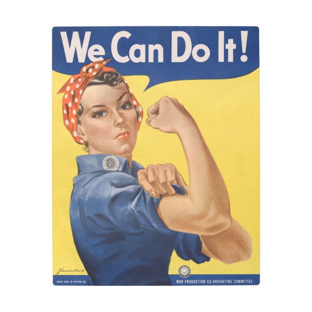 Rosie the Riveter：強い女性の女性のエンパワーメント メタルプリント (正面)