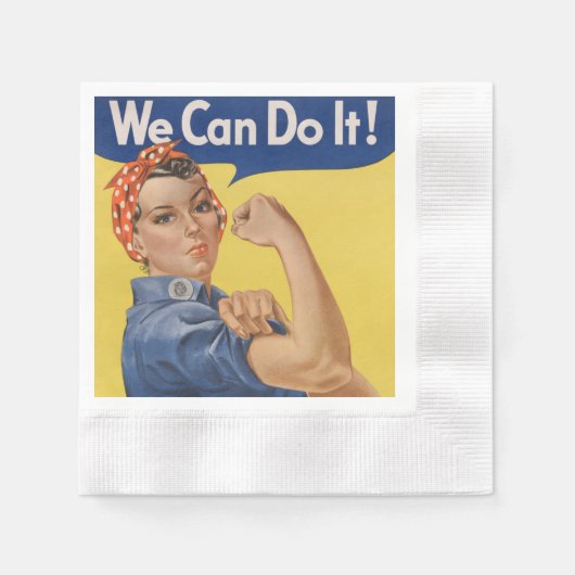 Rosie the Riveter：強い女性の女性のエンパワーメント 縁ありカクテルナプキン (正面)