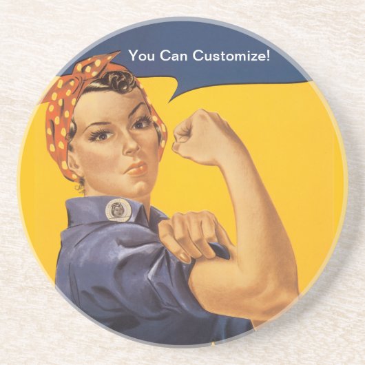 Rosie the Riveter 私たちのできること！カスタムテキスト コースター (正面)