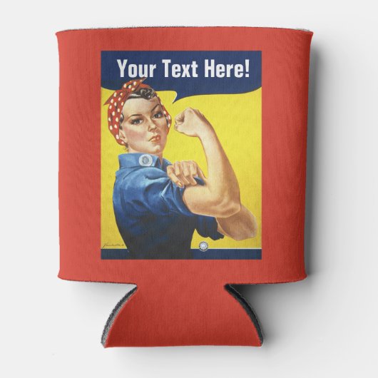 Rosie the Riveter add文字 缶クーラー (正面)
