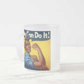 Rosie the Riveter African American Lady フロストグラスマグカップ (正面左)