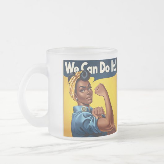 Rosie the Riveter African American Lady フロストグラスマグカップ (左)