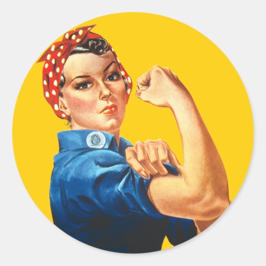 Rosie the Riveter Feminismヴィンテージシール ラウンドシール (正面)
