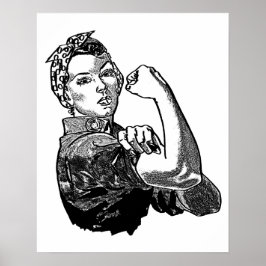 Rosie The Riveter Feminist (無地の-Fill Version) ポスター