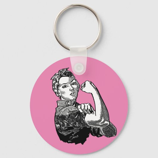 Rosie-The-Riveter Feminist Lineアートグラフィック キーホルダー (正面)