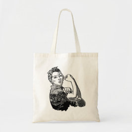 Rosie-The-Riveter Feminist Lineアートグラフィック トートバッグ