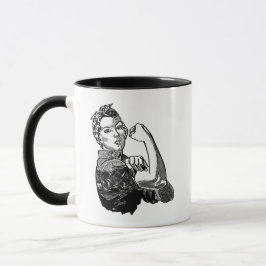 Rosie-The-Riveter Feminist Lineアートグラフィック マグカップ