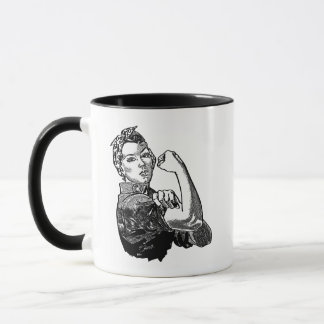 Rosie-The-Riveter Feminist Lineアートグラフィック マグカップ