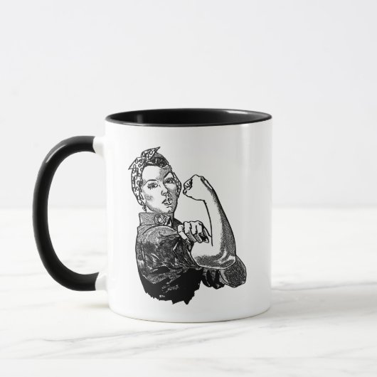 Rosie-The-Riveter Feminist Lineアートグラフィック マグカップ (左)