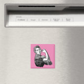 Rosie-The-Riveter Feminist Lineアートグラフィック マグネット (インサイチュ (食洗機))