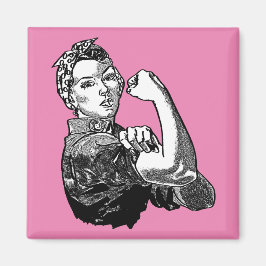 Rosie-The-Riveter Feminist Lineアートグラフィック マグネット
