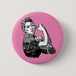 Rosie-The-Riveter Feminist Lineアートグラフィック 缶バッジ