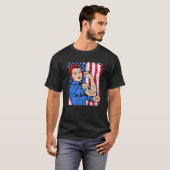 Rosie The Riveter Feminist Patriotic USA国旗4日 Tシャツ (正面フル)