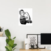 Rosie The Riveter Feminist (Transparent-No-Fill) ポスター (ホームオフィス)