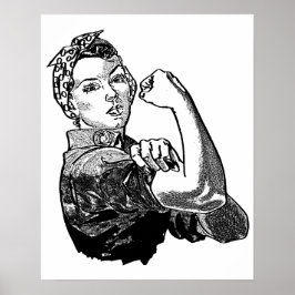 Rosie The Riveter Feminist (Transparent-No-Fill) ポスター