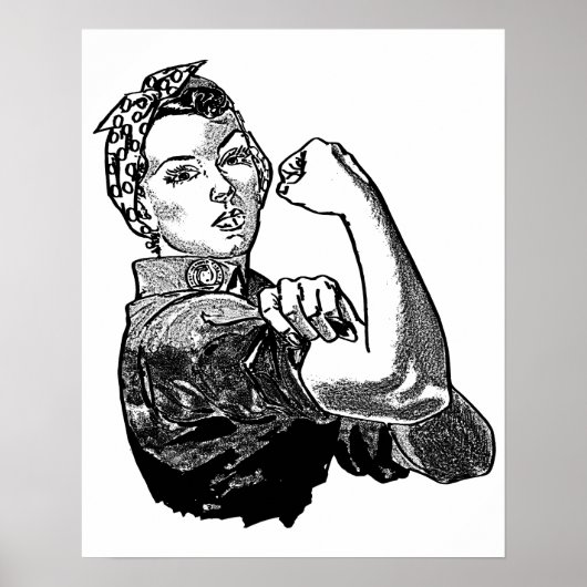 Rosie The Riveter Feminist (Transparent-No-Fill) ポスター (正面)