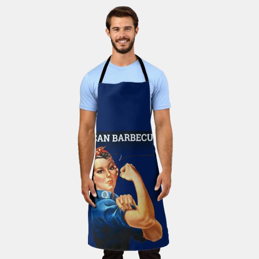 Rosie The Riveter I Can Barbeque Grill Master エプロン (着用した状態)