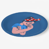 rosie the riveter rockabilly retro icon ペーパープレート (アングル)