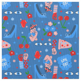 rosie the riveter rockabilly whimsical ファブリック