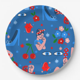 rosie the riveter rockabilly whimsical ペーパープレート