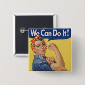 Rosie the Riveter Strong Women in the workforce 缶バッジ (正面&裏面)
