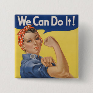 Rosie the Riveter Strong Women in the workforce 缶バッジ