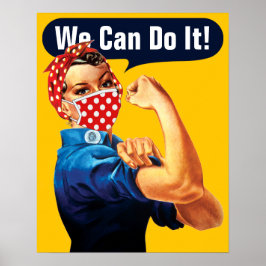 Rosie The Riveter With Mask – 独自のスローガンを追加 ポスター