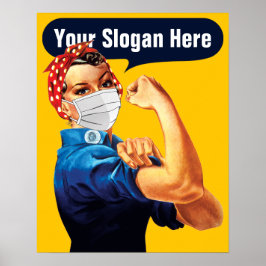 Rosie The Riveter With Mask – 独自のスローガンを追加 ポスター