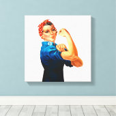 Rosie The Riveter WWIIのポスター キャンバスプリント (インサイチュ (ウッドフロア))
