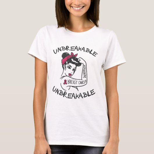 Rosie Unbreakable Pink Breast Cancer Warrior Survi Tシャツ (正面)