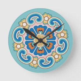 RossetとRuyiカラフル雲パターン ラウンド壁時計