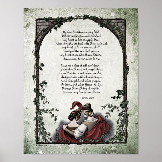 Rossetti "Love" Victorian Art Poem 11x14 ポスター (正面)