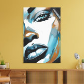 Rosto abstrato de mulher negra キャンバスプリント (インサイチュ (リビング))