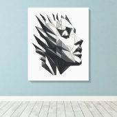 Rostro de mujer poligonal キャンバスプリント (インサイチュ (ウッドフロア))