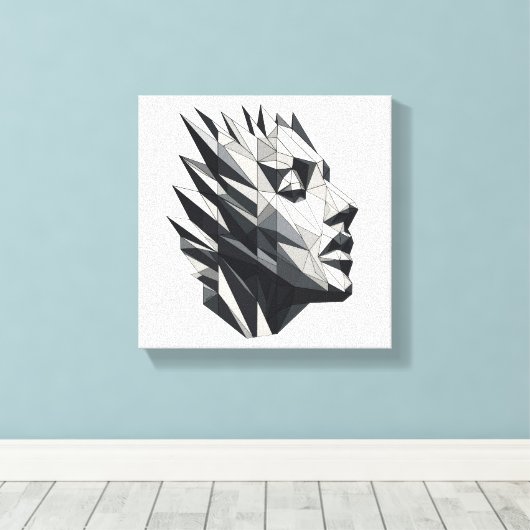 Rostro de mujer poligonal キャンバスプリント (インサイチュ (ウッドフロア))