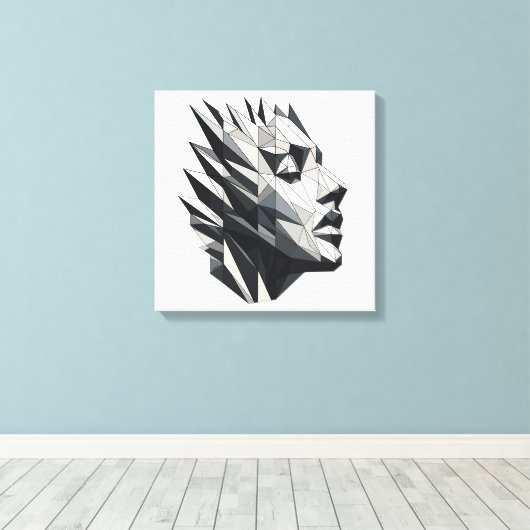 Rostro de mujer poligonal キャンバスプリント (インサイチュ (ウッドフロア))