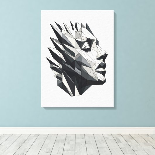 Rostro de mujer poligonal キャンバスプリント (インサイチュ (ウッドフロア))