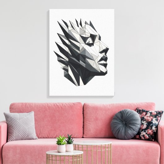 Rostro de mujer poligonal キャンバスプリント (インサイチュ (リビング))